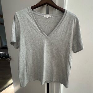 Good American Light Gray V-Neck Tee